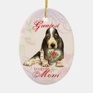 Basset Hound Heart Mum Ceramic Ornament