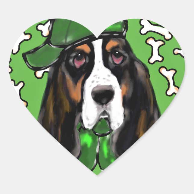 Basset Hound Heart Sticker (Front)