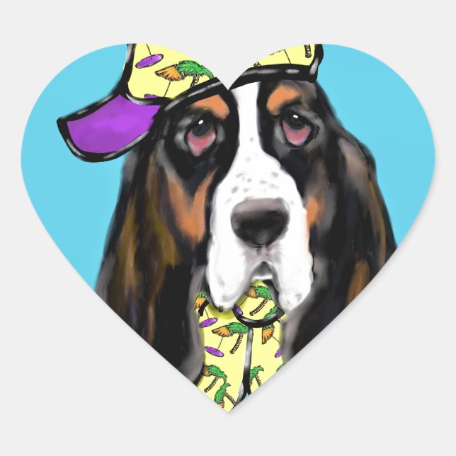 Basset Hound Heart Sticker (Front)