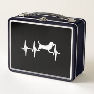 basset hound heartbeat dog mum dad pet metal lunch box