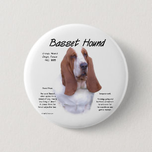 Basset Hound History; All About Basset Hounds 6 Cm Round Badge