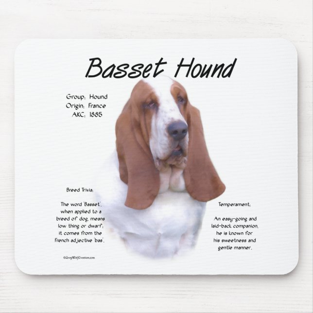 Basset Hound History; All About Basset Hounds Mouse Mat (Front)