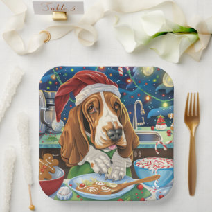 Basset Hound Holiday Baking: Festive Christmas Paper Plate