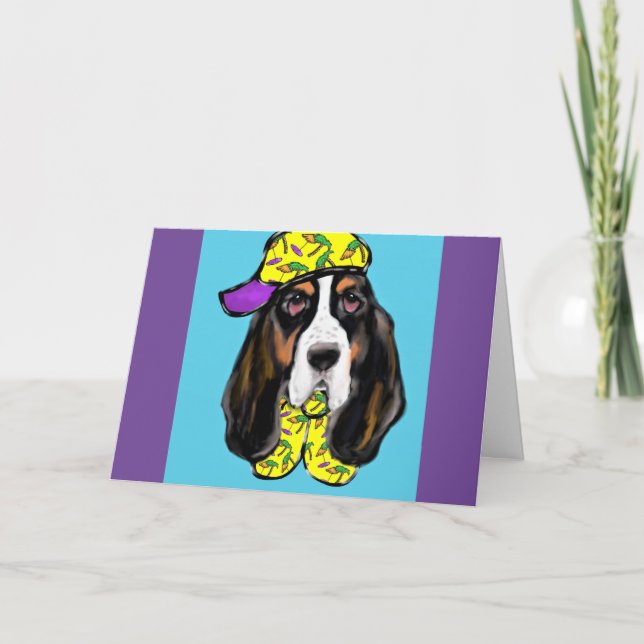 Basset Hound Holiday Card (Front)
