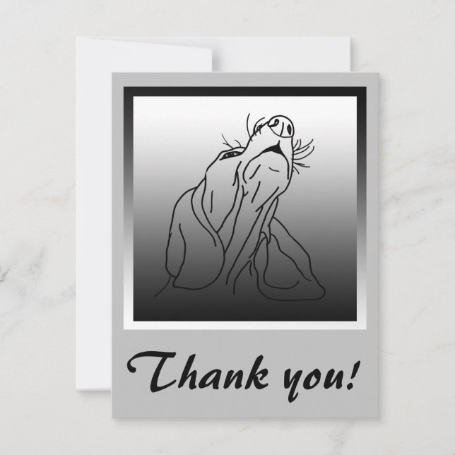 Basset Hound Howling Greeting Thank You Card (Front)