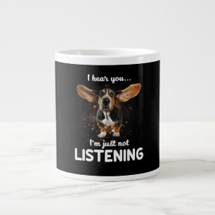 basset hound i hear you not listening large coffee mug