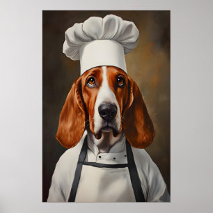 Basset Hound In Chefs Hat Poster, Pet Poster
