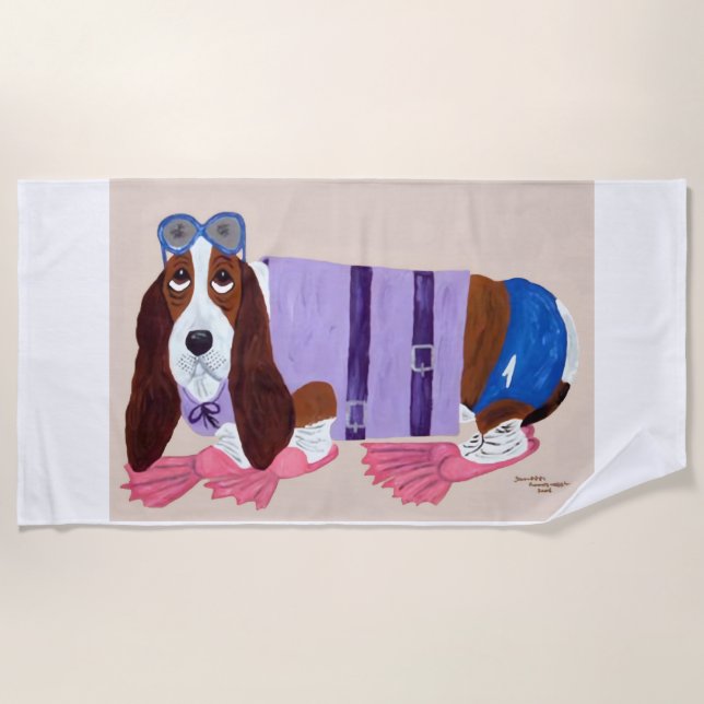 Basset Hound in Flippers Beach Towel (Front)