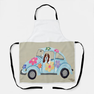 Basset Hound in Hippie car All-Over Print Apron