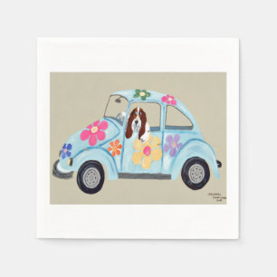 Basset Hound in Hippy car Napkin