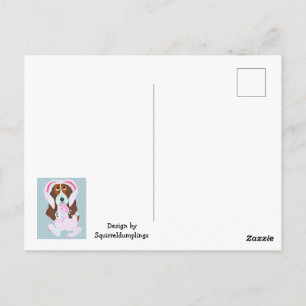 Basset Hound In Pink Bunny Suit Postcard