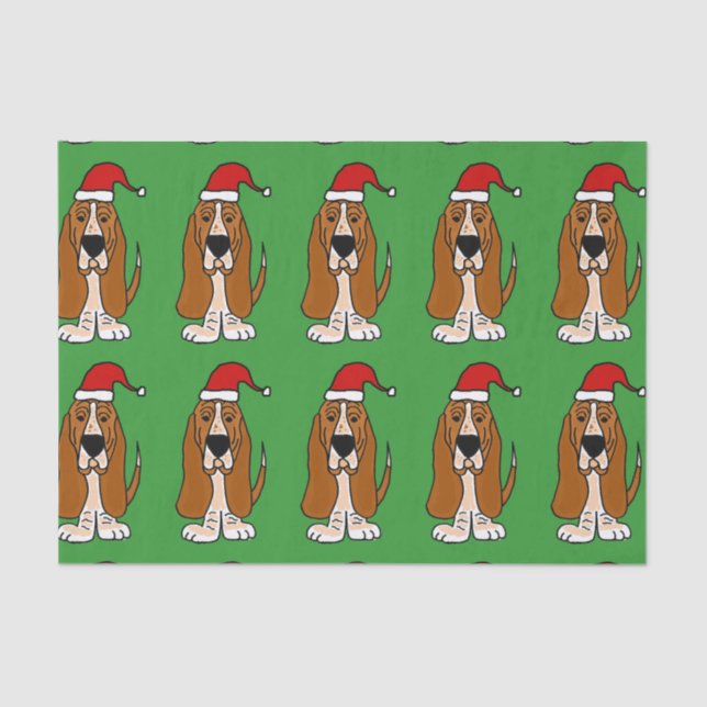 Basset Hound in Santa Hat Christmas Tissue Paper (Front)