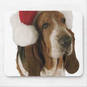 Basset hound in Santa hat Mouse Mat