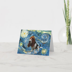 Basset Hound in Starry Night Card