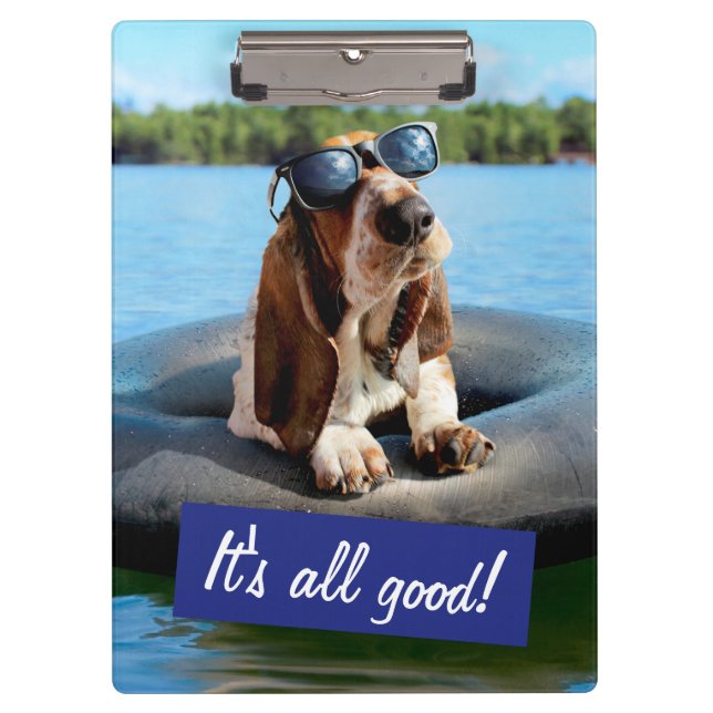 Basset Hound In Sunglasses Clipboard (Front)