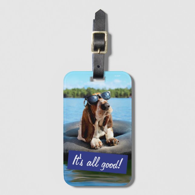 Basset Hound In Sunglasses Luggage Tag (Front Vertical)