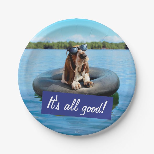 Basset Hound In Sunglasses Paper Plate (Front)