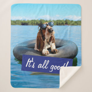 Basset Hound In Sunglasses Sherpa Blanket