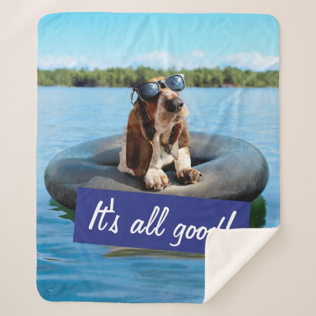 Basset Hound In Sunglasses Sherpa Blanket (Front)