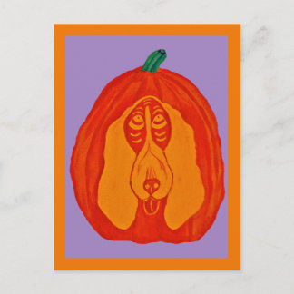 Basset Hound Jack-O-Lantern Postcard