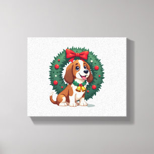 Basset Hound Jingle Bells dog Canvas Print