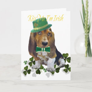 Basset Hound Kiss Me I'm Irish Card