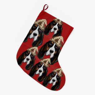 BASSET HOUND LARGE CHRISTMAS STOCKING