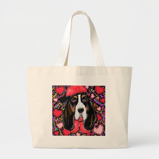 Basset Hound Large Tote Bag (Front)