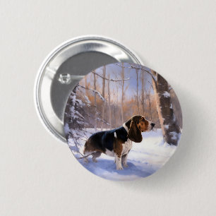 Basset Hound Let It Snow Christmas 6 Cm Round Badge