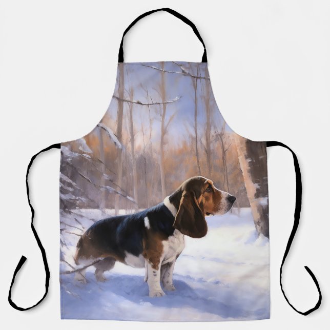 Basset Hound Let It Snow Christmas Apron (Front)