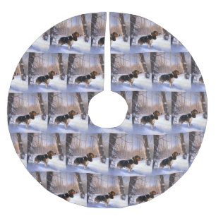 Basset Hound Let It Snow Christmas Brushed Polyester Tree Skirt