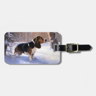 Basset Hound Let It Snow Christmas Luggage Tag