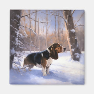 Basset Hound Let It Snow Christmas Magnet