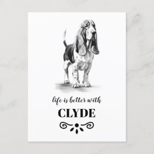Basset Hound Life is better with Custom Dog Name Postcard
