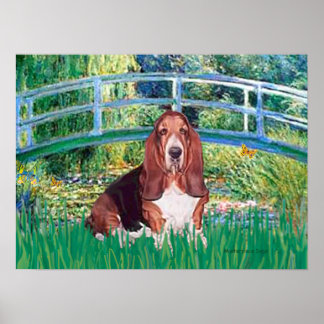 Basset Hound - Lily Pond Bridge Poster