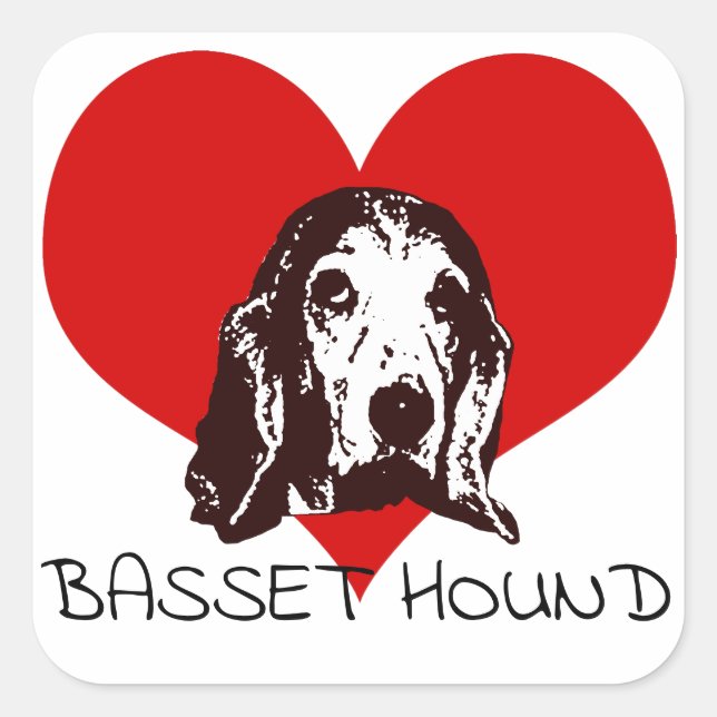 Basset Hound Love Square Sticker (Front)