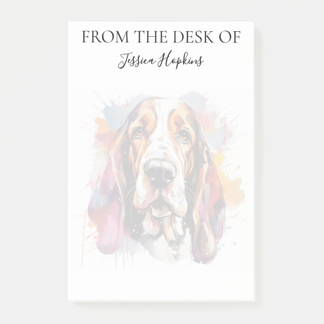 Basset Hound Lover Monogrammed Dog Post-it Notes (Front)
