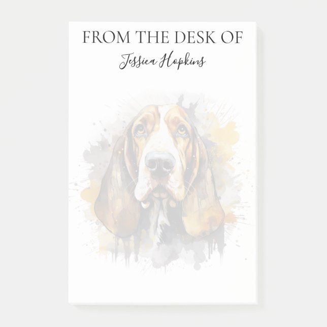 Basset Hound Lover Monogrammed Dog Post-it Notes (Front)