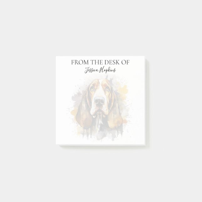 Basset Hound Lover Monogrammed Dog Post-it Notes (Front)