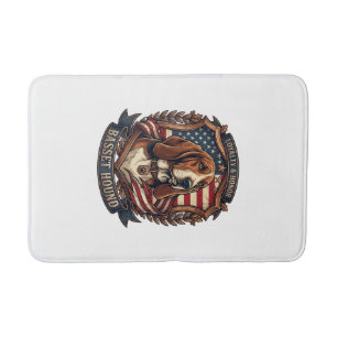Basset Hound Loyalty Honour Dog American Flag Shie Bath Mat