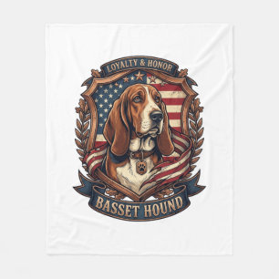 Basset Hound Loyalty Honour Dog American Flag Shie Fleece Blanket