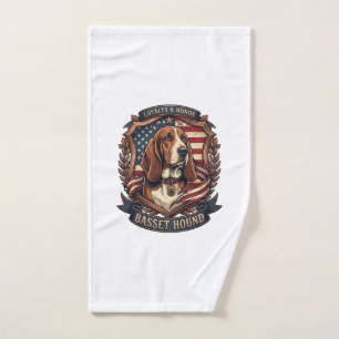 Basset Hound Loyalty Honour Dog American Flag Shie Hand Towel