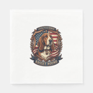Basset Hound Loyalty Honour Dog American Flag Shie Napkin