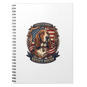 Basset Hound Loyalty Honour Dog American Flag Shie Notebook