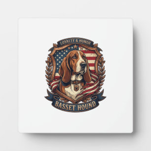 Basset Hound Loyalty Honour Dog American Flag Shie Plaque