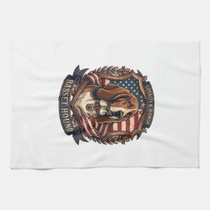 Basset Hound Loyalty Honour Dog American Flag Shie Tea Towel