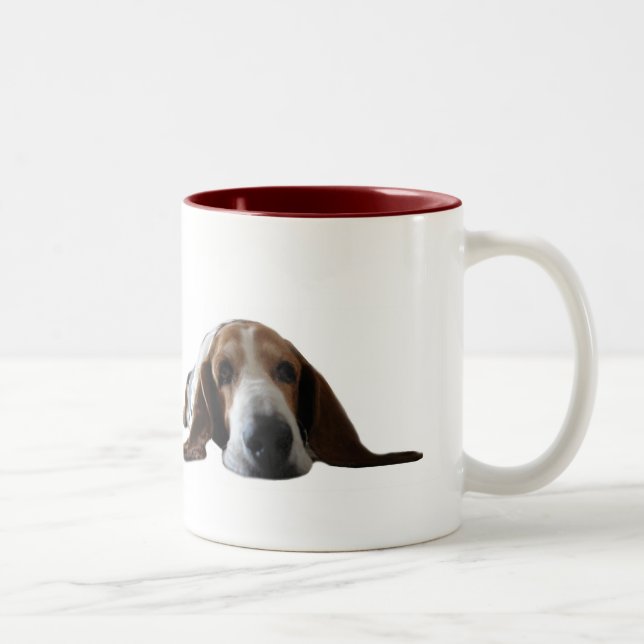Basset Hound lying down Two-Tone Coffee Mug (Right)