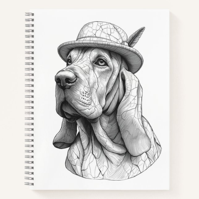 Basset Hound Marble Statue Antique Style Notebook (Front)
