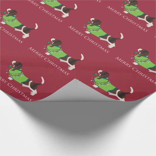 Image of Basset Hound Merry Christmas Design Wrapping Paper