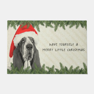 Basset Hound Merry Little Christmas Doormat